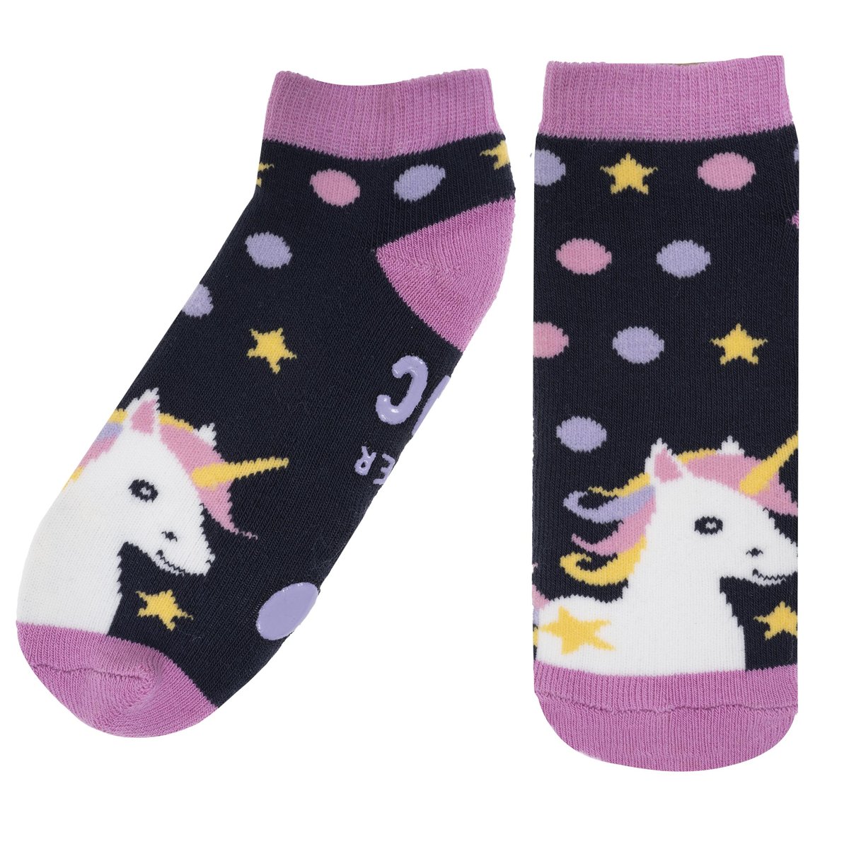 Chaussettes anti-dérapantes coton, picots antidérapants bleu, ISOTONER