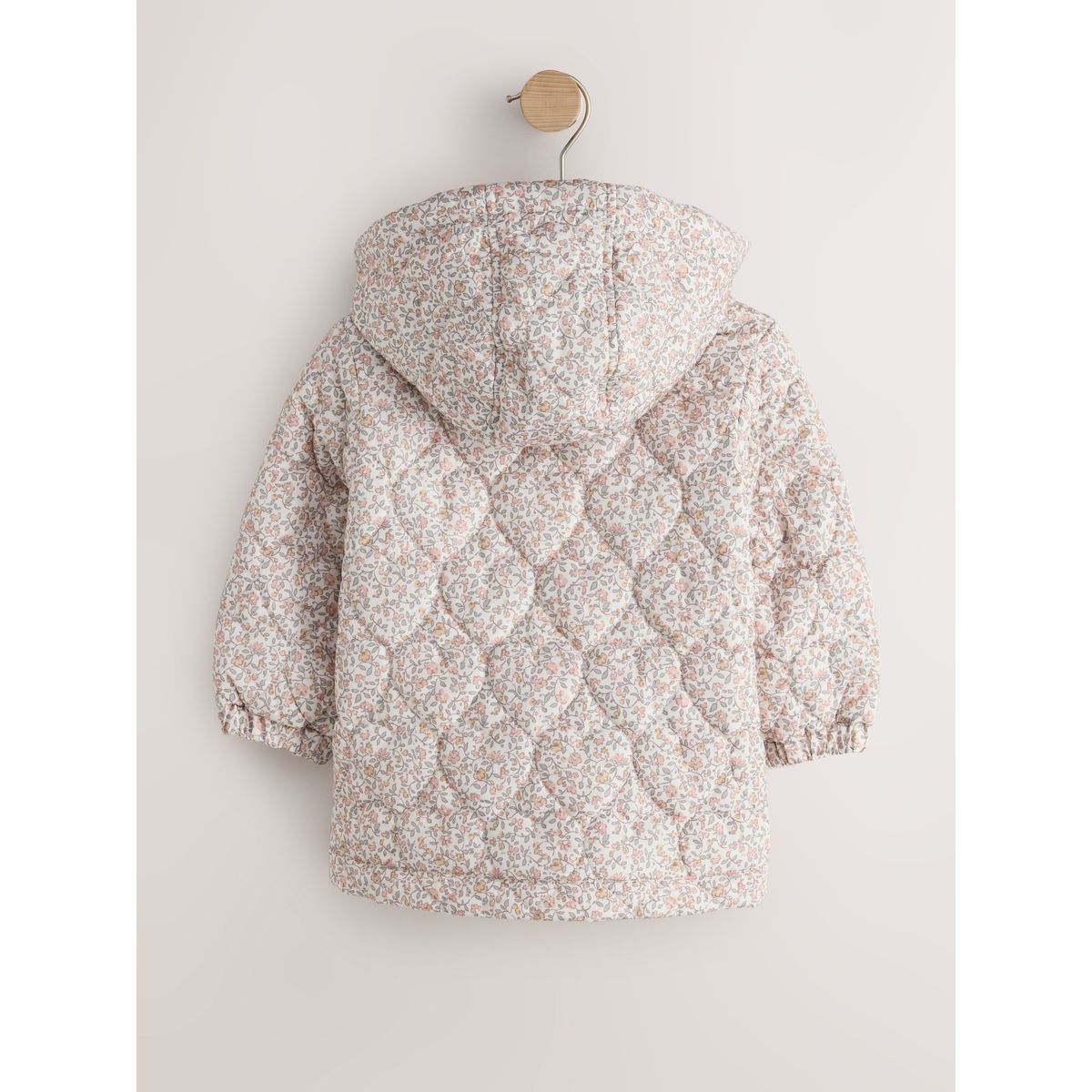 Manteau matelassé imperméable rose motif fleurs, NEXT