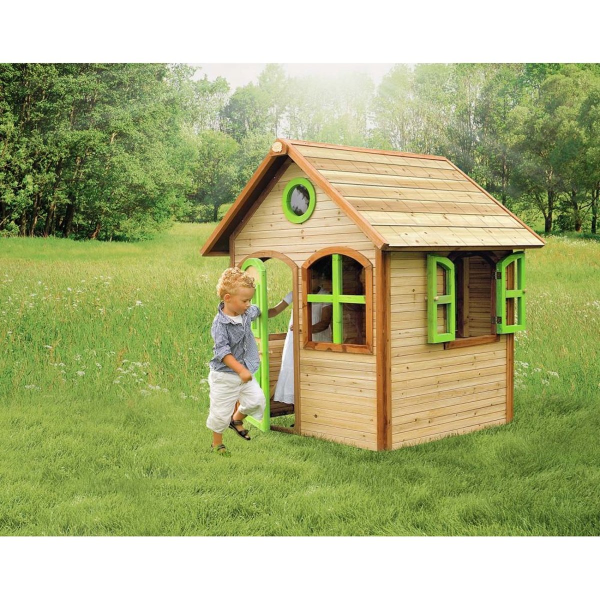 Maison extérieure enfant en bois Julia naturel, AXI