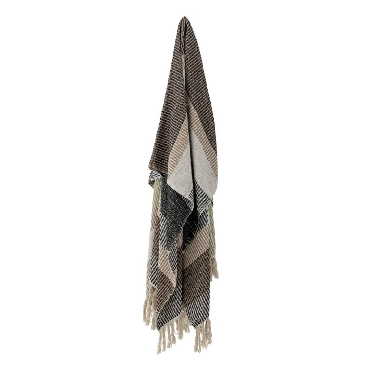 Plaid rayures coton recyclé ISNEL multicolore, BLOOMINGVILLE