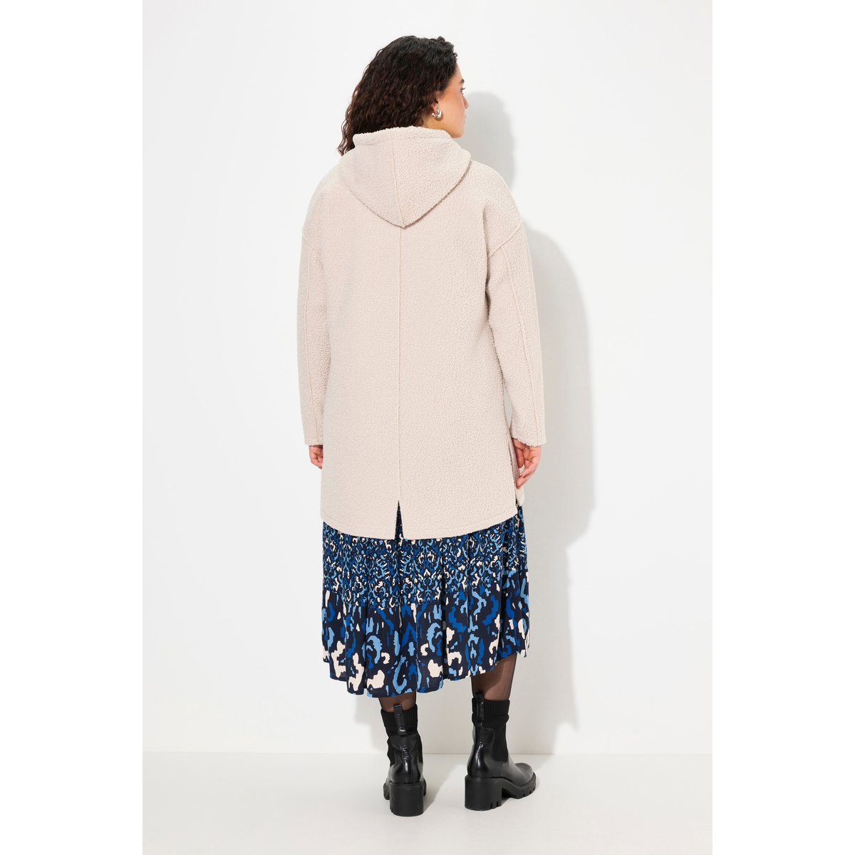 Veste longue oversize avec capuche gris galet, ULLA POPKEN