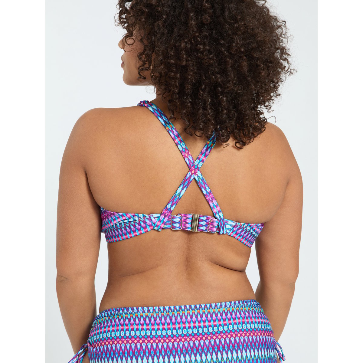 Bikini à imprimé multicolore et liens violet, FIORELLA RUBINO
