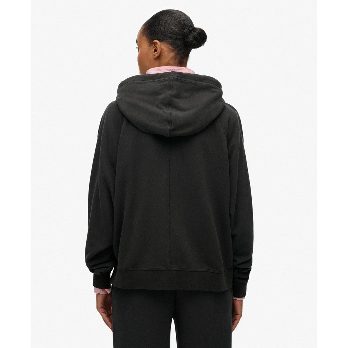Sweat à capuche Studios coupe décontractée noir délavé, SUPERDRY
