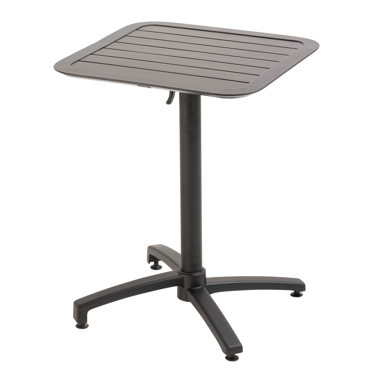 Table de terrasse 60x60 cm inclinable en aluminium et 2 chaises avec accoudoirs, ALMADA noir, OVIALA