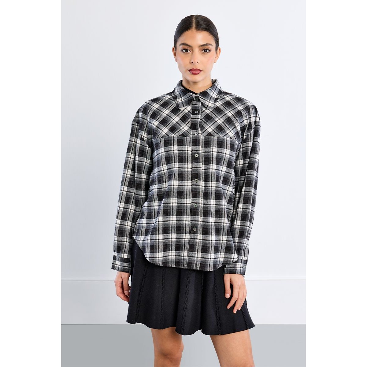 Chemise oversize à carreaux noir, LILI SIDONIO
