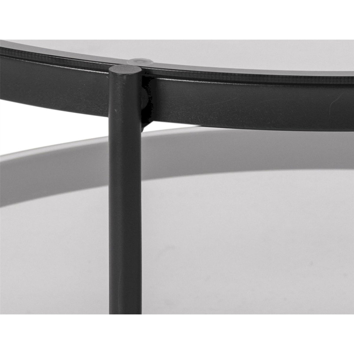 Table basse ronde AYKAL verre fumé et noir, RECOLLECTION