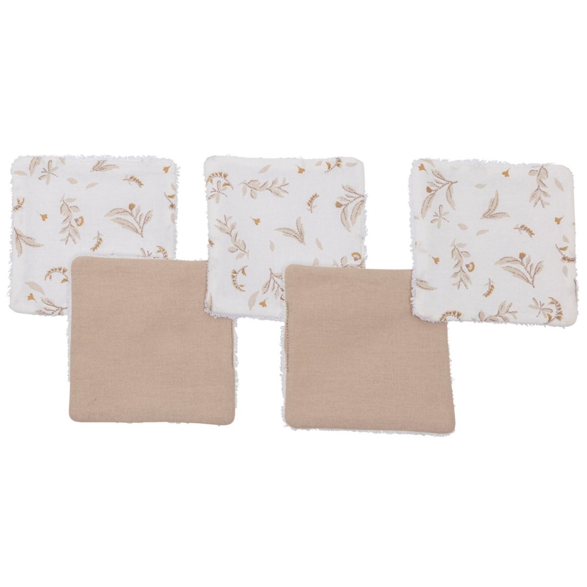 Lot de 5 lingettes lavables couleur unique, BB & CO