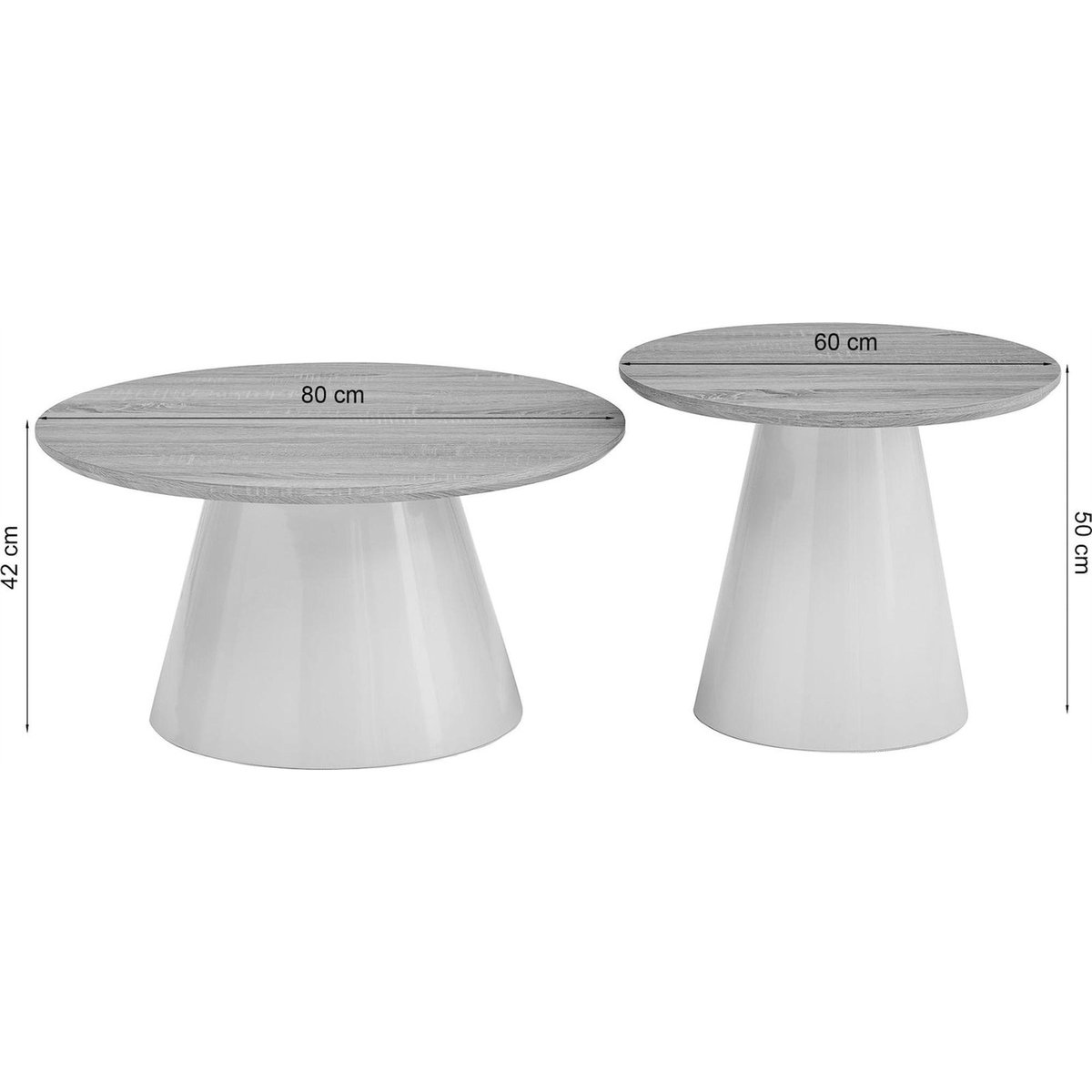 Set de tables basses gigognes LUNNEA noyer et noir, RECOLLECTION