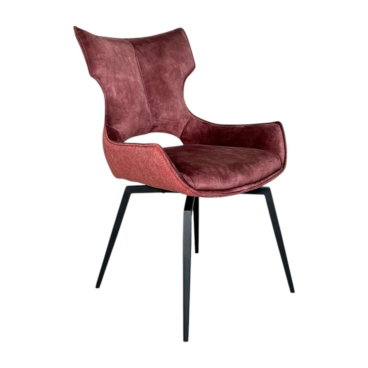 Chaise pivotante rose bi-matière, dossier en T (lot de 2) LOMBARDIE rose, PIER IMPORT