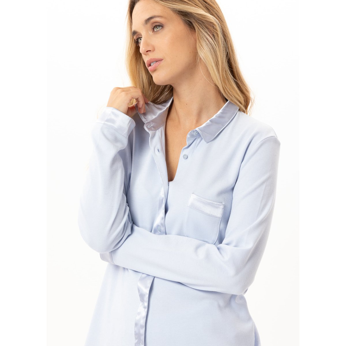 Pyjama boutonné en coton ANDY 106 bleu, LE CHAT
