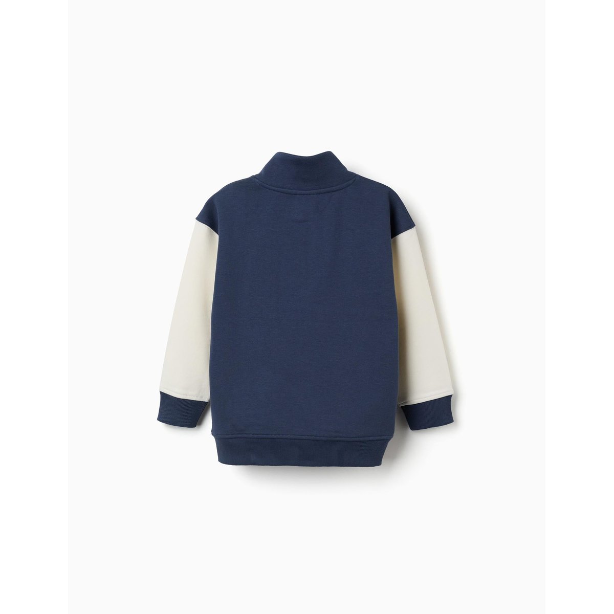Sweat en coton peigné avec col montant et broderie bleu foncé, ZIPPY