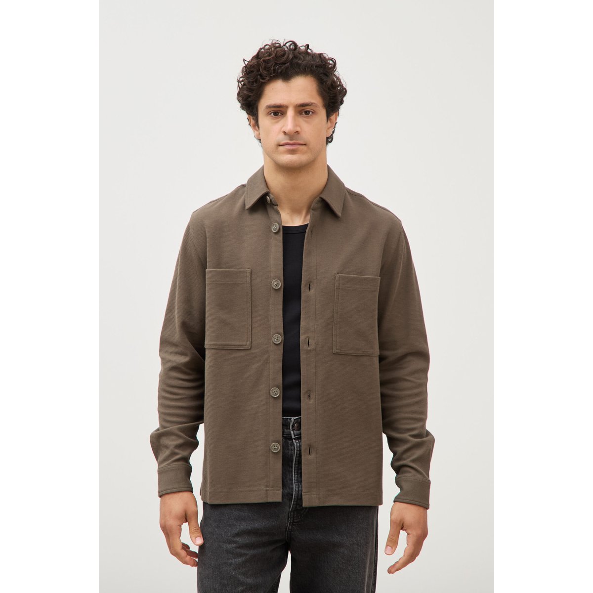 Surchemise manches longues taupe, BONOBO