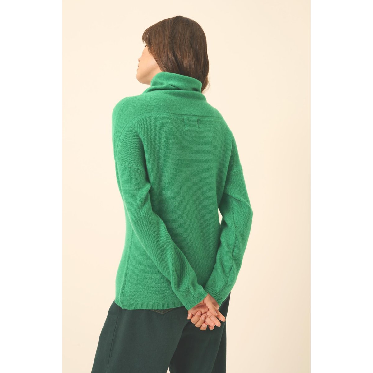 Pull Col Roulé Menthe Blantyre vert, JUST CASHMERE
