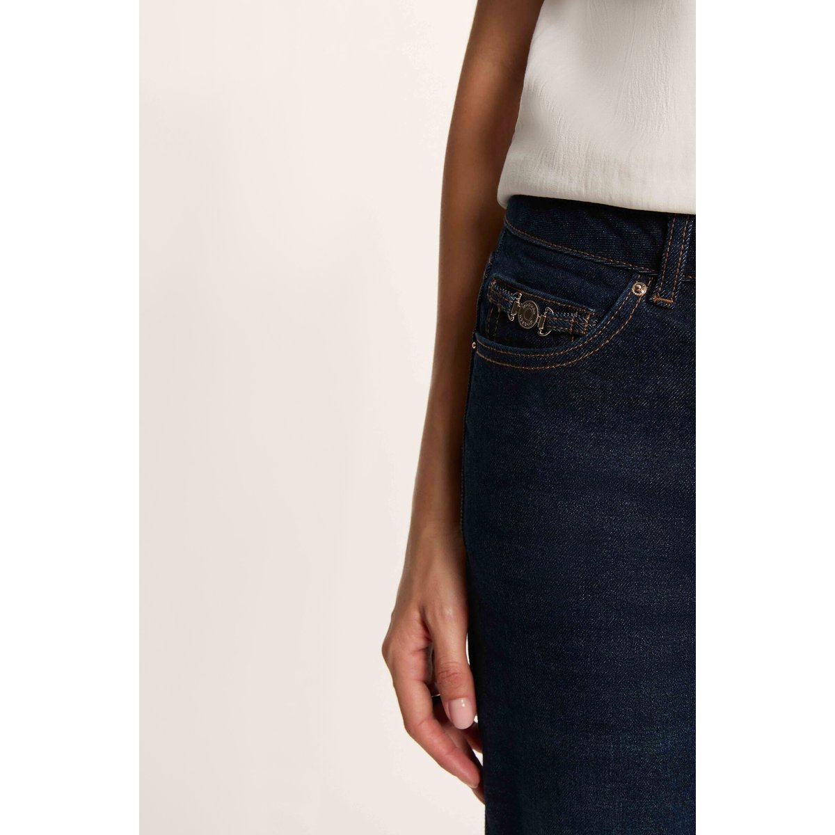 Jean droit taille haute bleu, MORGAN