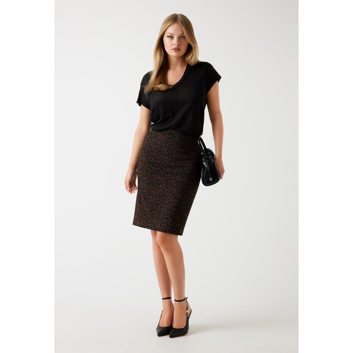 Jupe Crayon Midi animalier, GUESS