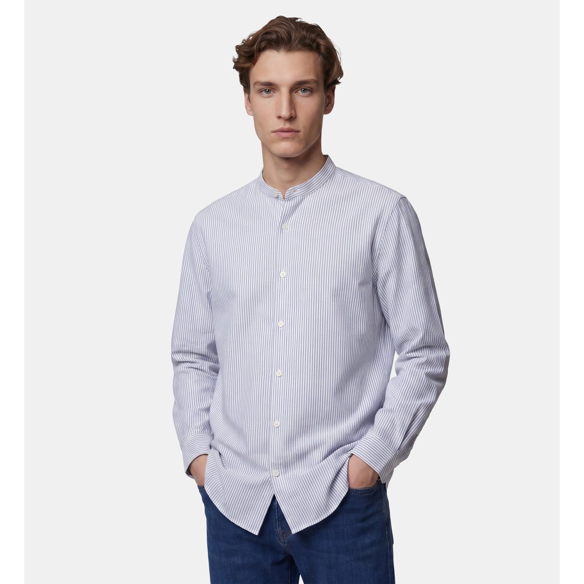 Chemise droite titmao rayures seersucker blanc et bleu, GALERIES LAFAYETTE