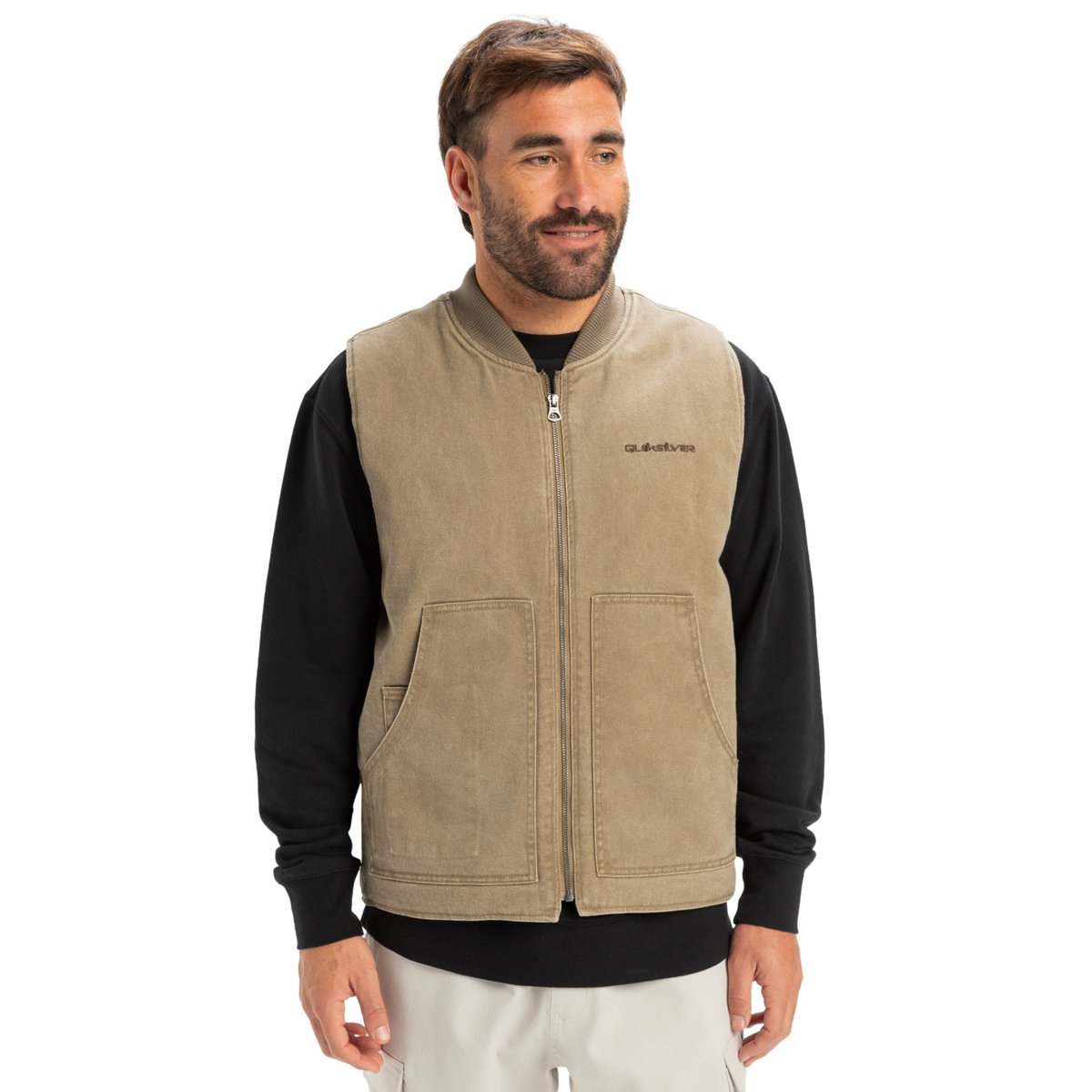 Veste sans manches zippée SURF beige lead gray, QUIKSILVER