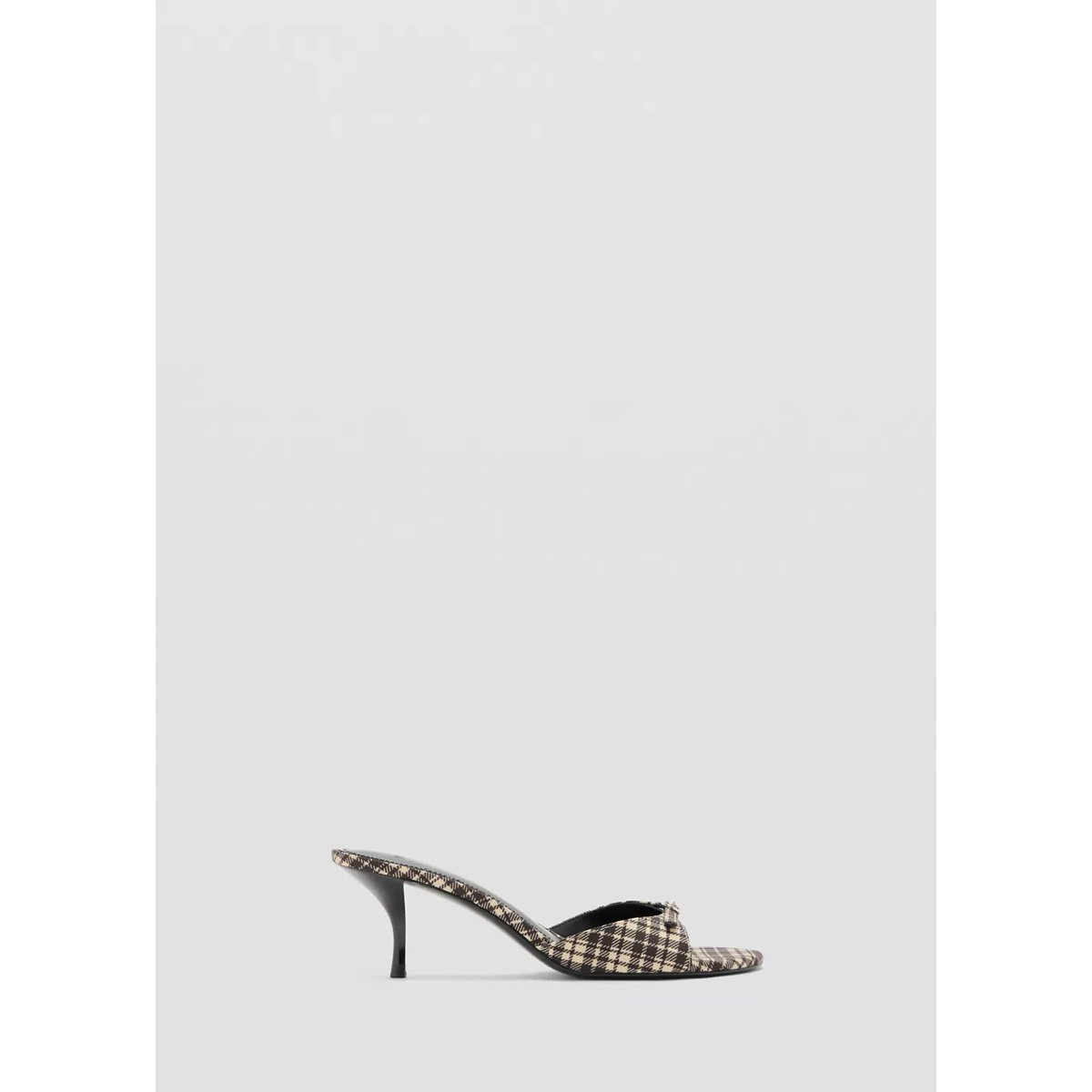 Sandales talon kitten à carreaux vanille, MANGO