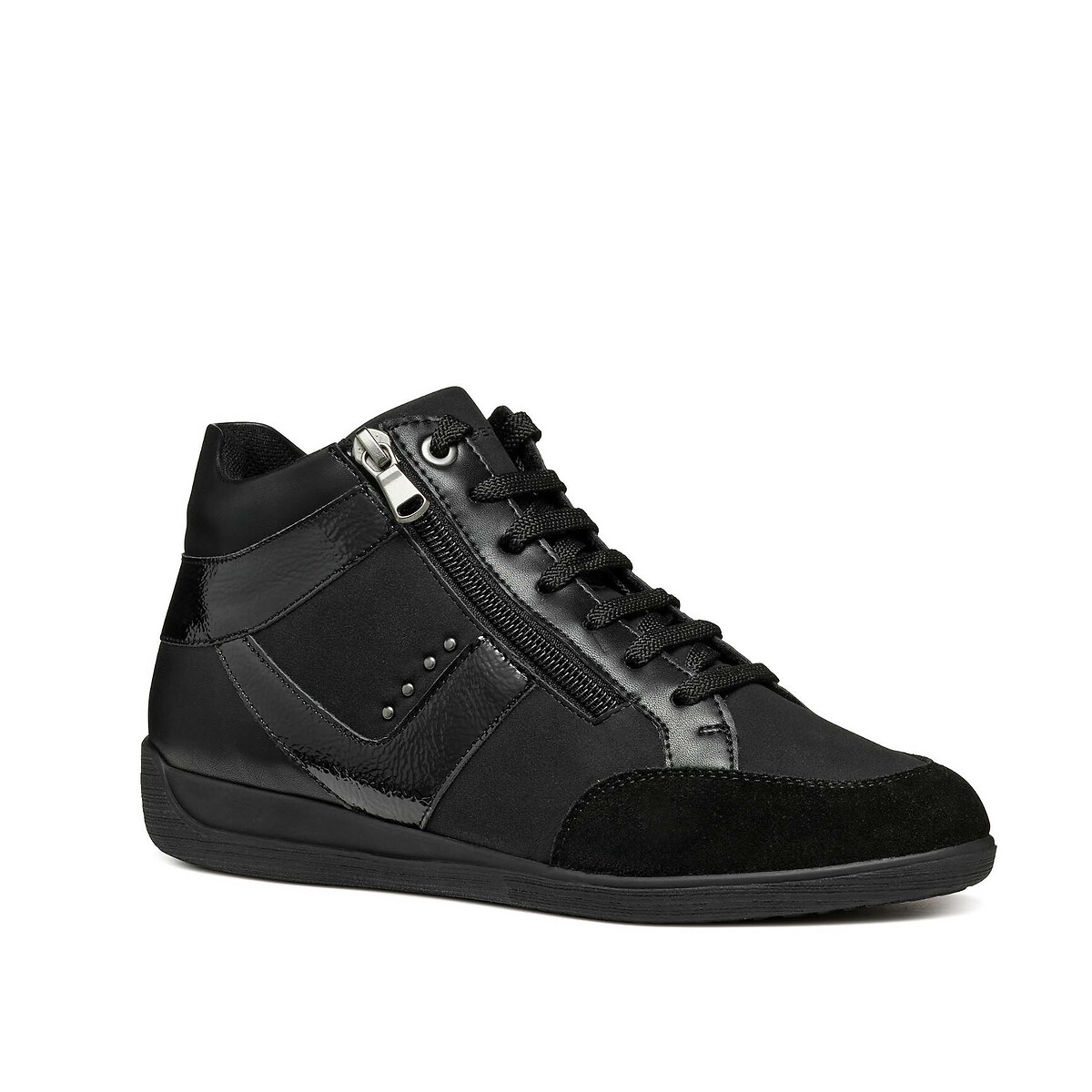 Myria Breathable High Top Trainers in Leather black, GEOX
