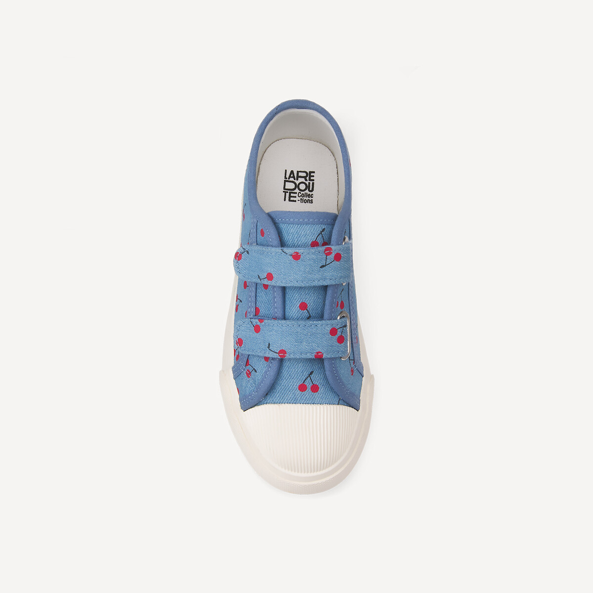 Kids Cherry Print Canvas Trainers with Touch 'n' Close Fastenings cerise print, LA REDOUTE COLLECTIONS