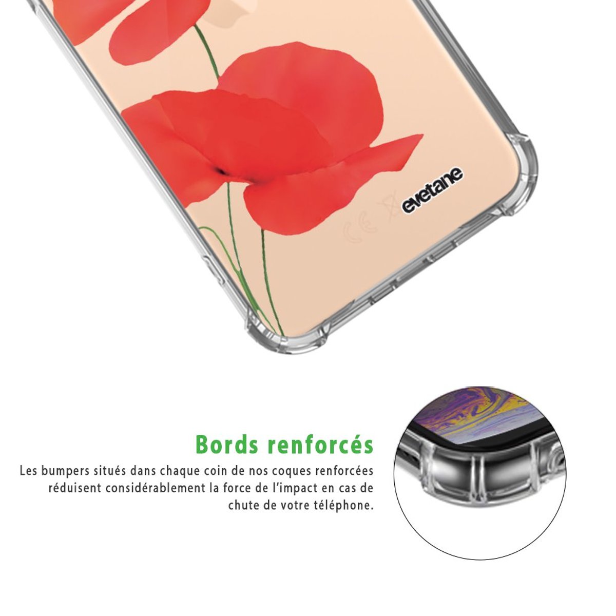 Coque souple renforcée iPhone 11 Pro coquelicot, EVETANE