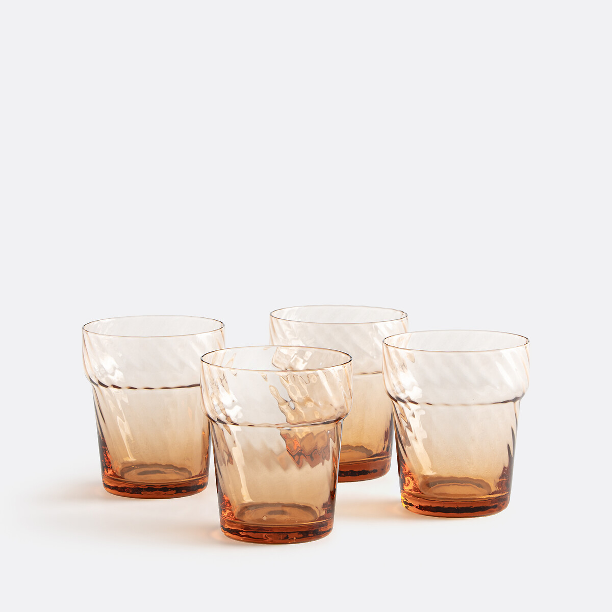 Set von 4 farbigen gedrehten Wassergläsern, JILL hellorange, LA REDOUTE INTERIEURS