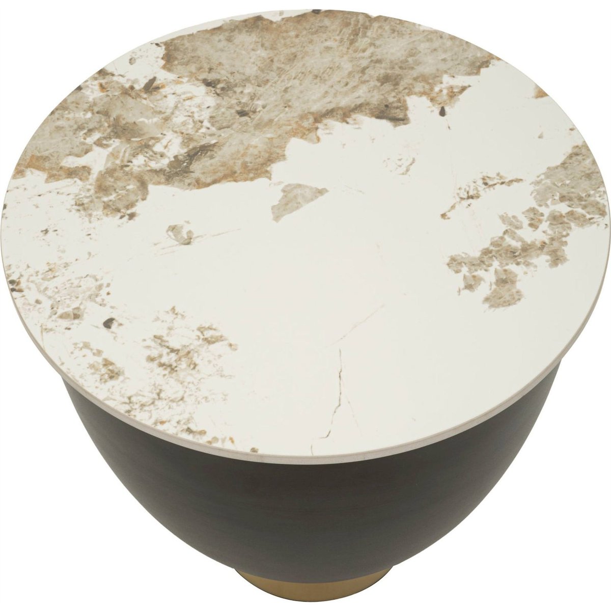 Table basse ronde céramique effet marbre MODERN brun noir, or et effet marbre, RECOLLECTION