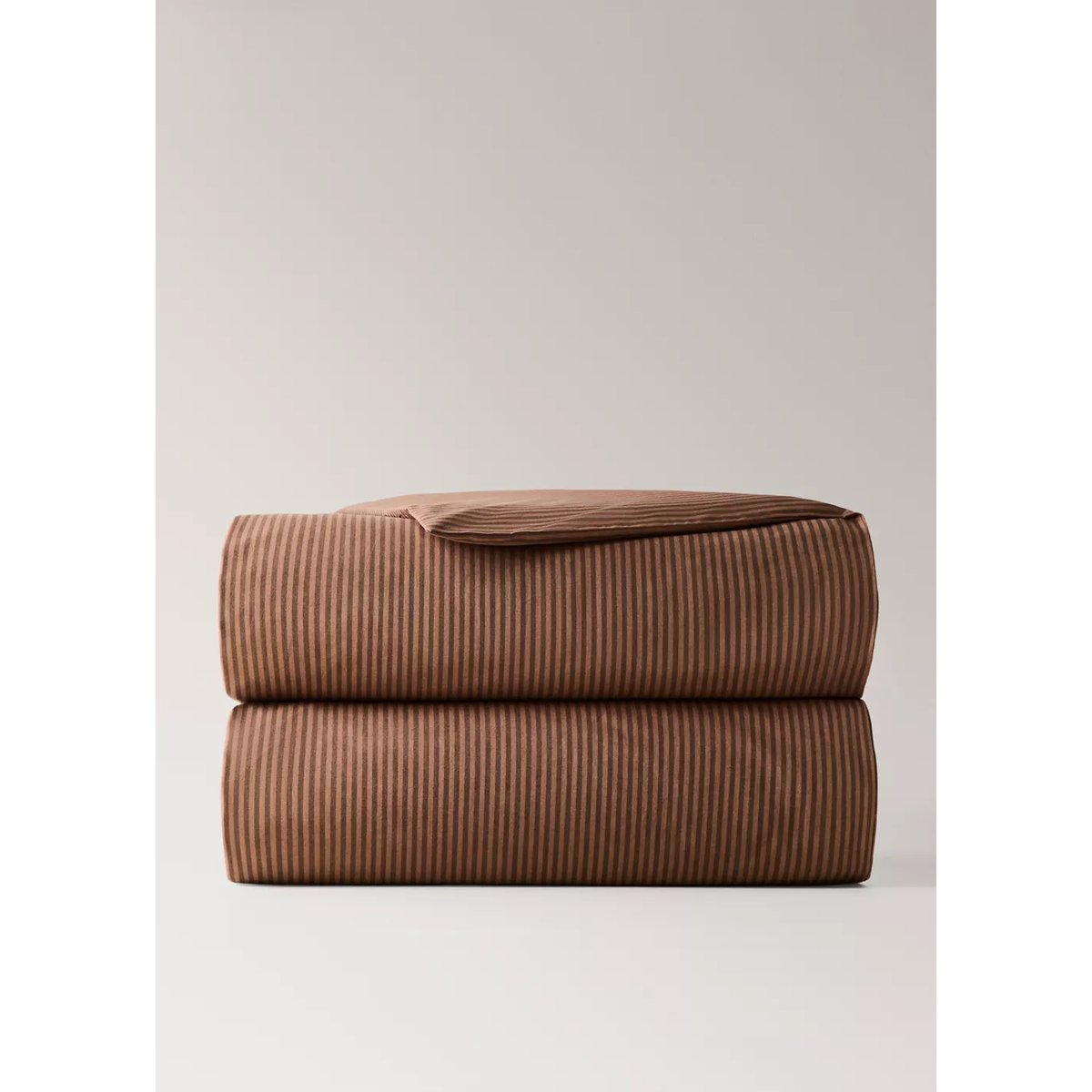 Housse de couette percale de coton 200 fils imprimé rayures fines kodak Lit 180/200 cm marron, MANGO HOME