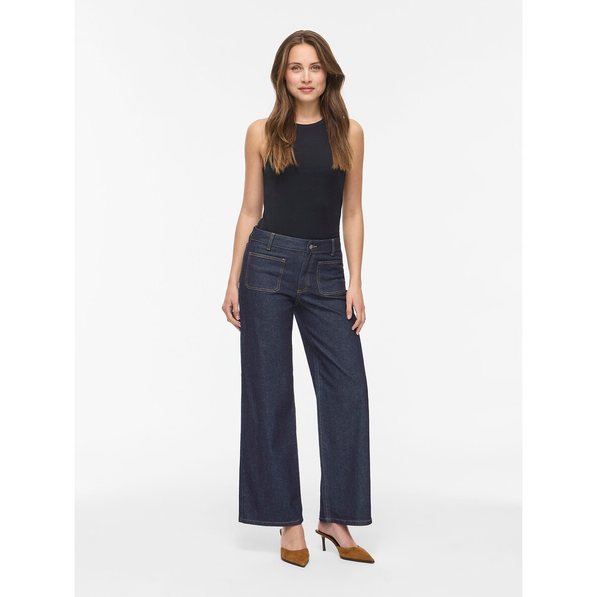 Jean large avec poches plaquées denim dark blue, VILA