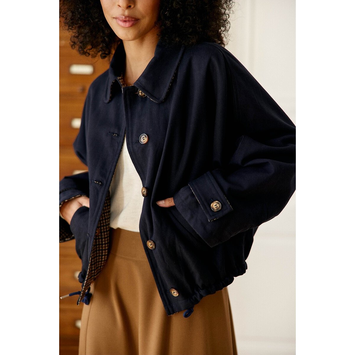 Veste à carreaux réversible, NEREA bleu marine, LA PETITE ETOILE