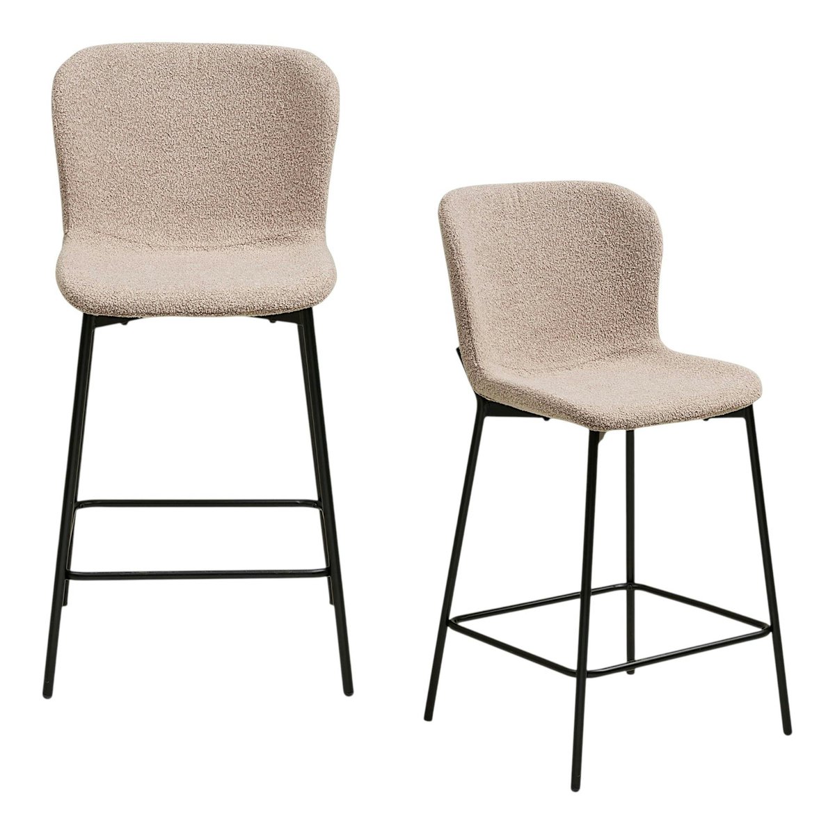 Chaise de bar en tissu bouclette (lot de 2) BERLIN beige, PIER IMPORT