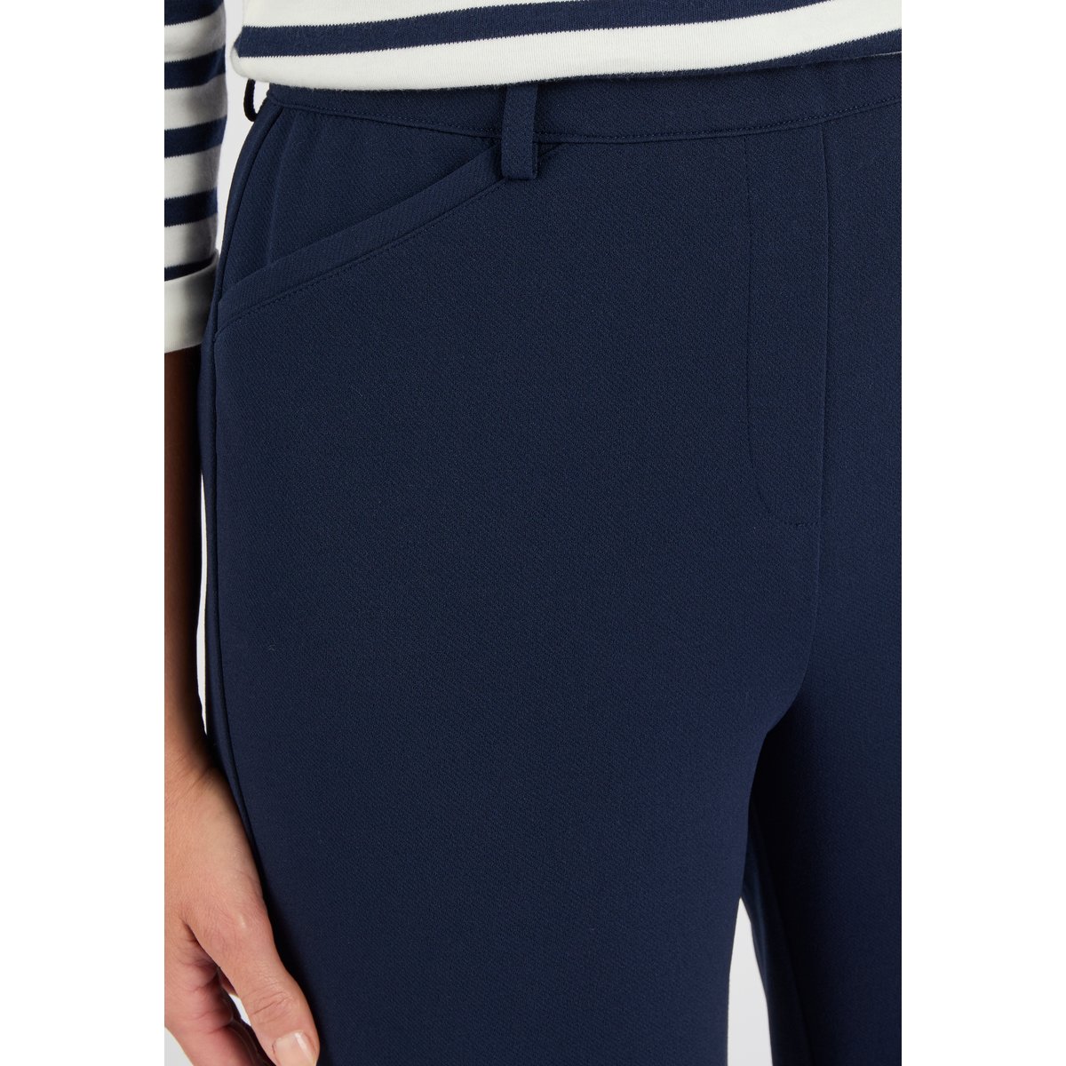 Pantalon 7/8ème maille crêpe bleu marine, DAMART