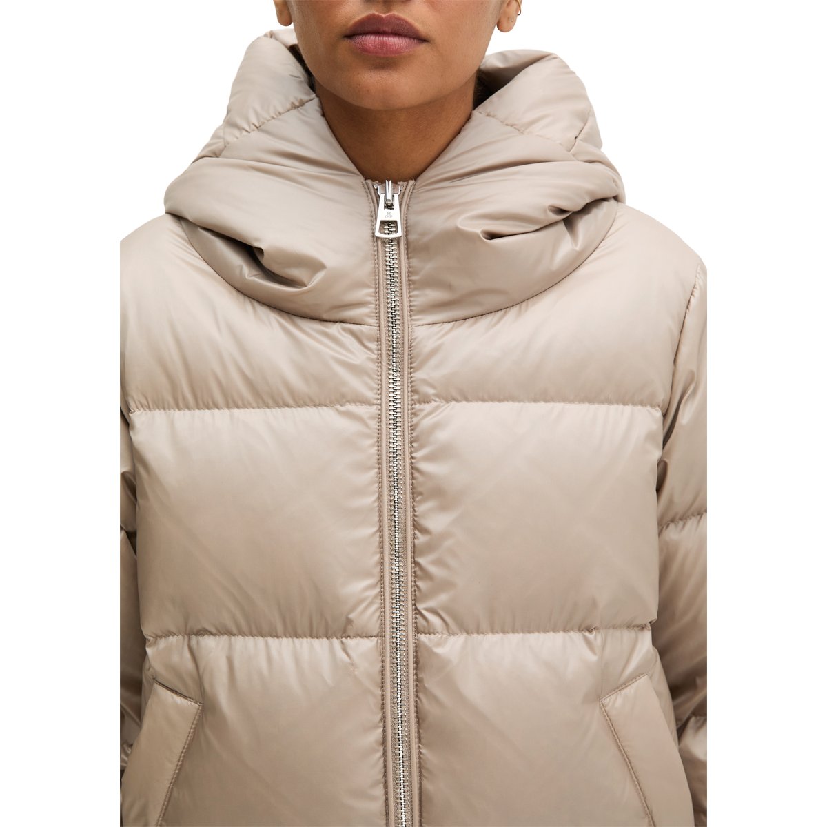 Doudoune coupe classique en nylon Shiny recyclé beige, MARC O'POLO