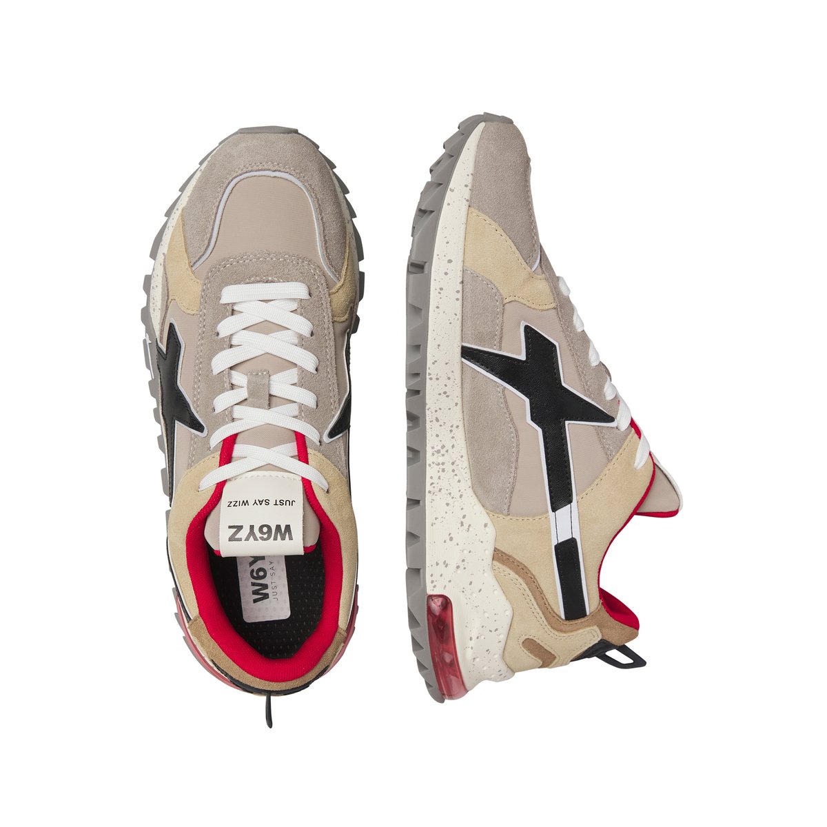 Sneakers en tissu technique et en daim BREEZE 3-M. gris tourterelle-sable, W6YZ