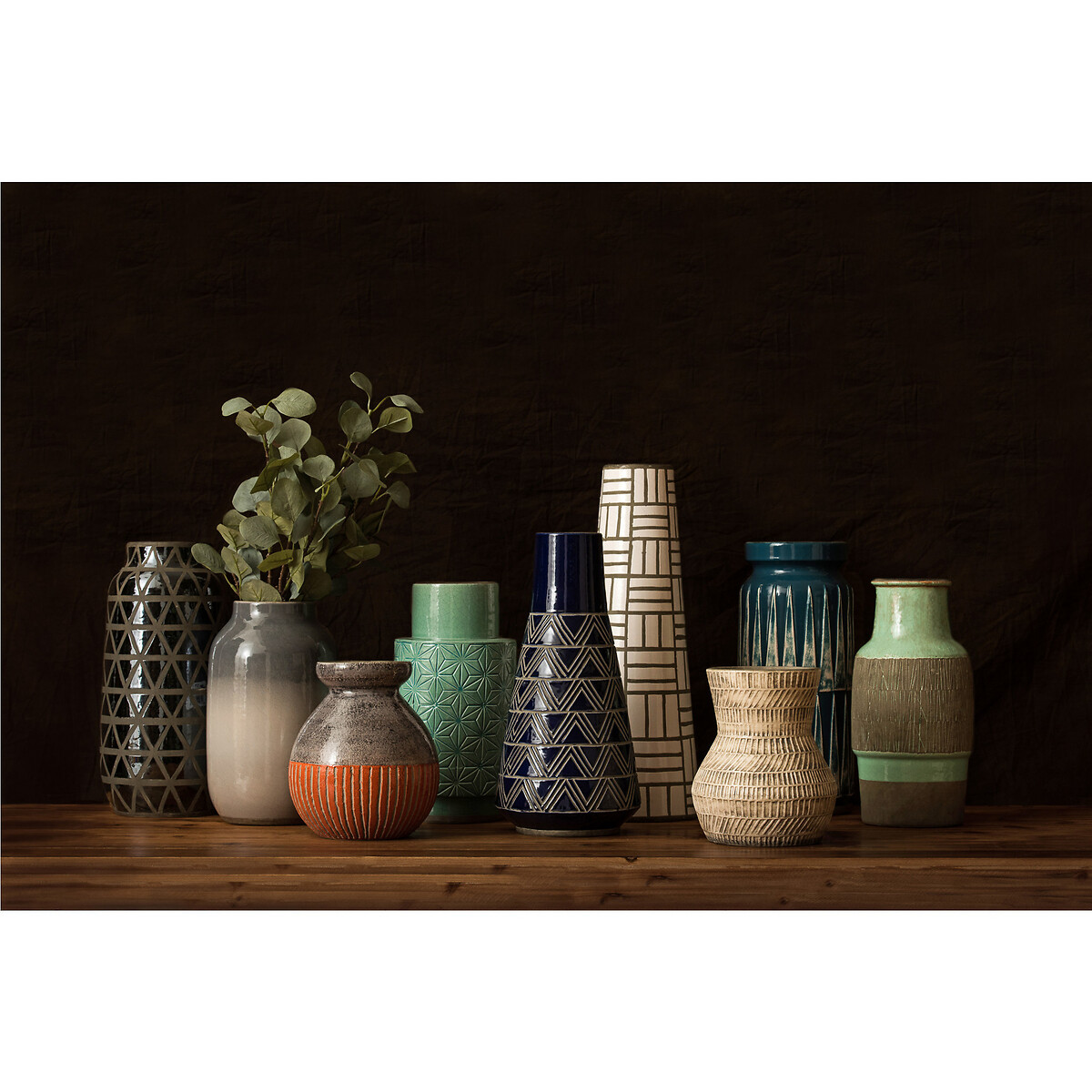 20cm Grey and Orange Earthenware Vase grey , SO'HOME