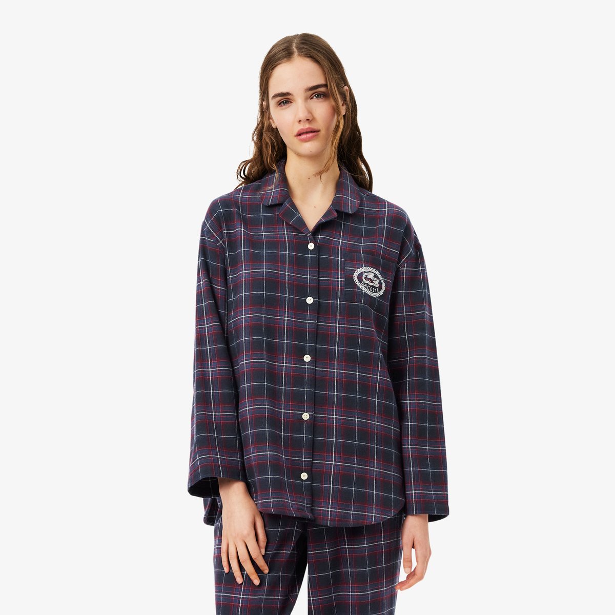 Ensemble de pyjama coton carreaux bleu-vbm, LACOSTE