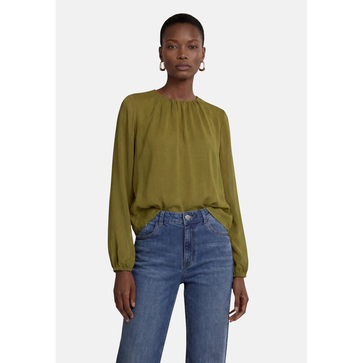 Chemisier en chiffon à effet froissé fir green, ZERO