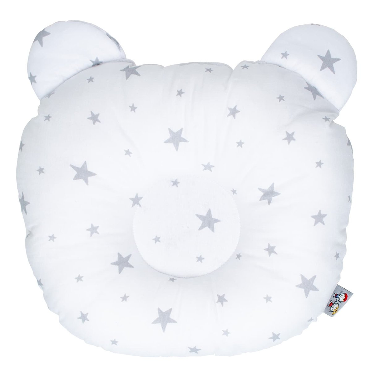 Coussin anti tête plate morphologique en coton STELLA stella, imprimé étoiles blanc, gris, SEVIRA KIDS