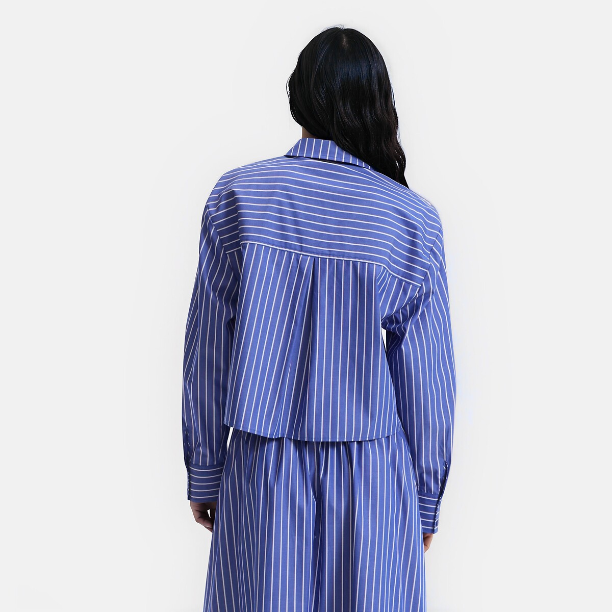 Chemise courte rayée, manches longues rayé bleu, LA REDOUTE COLLECTIONS
