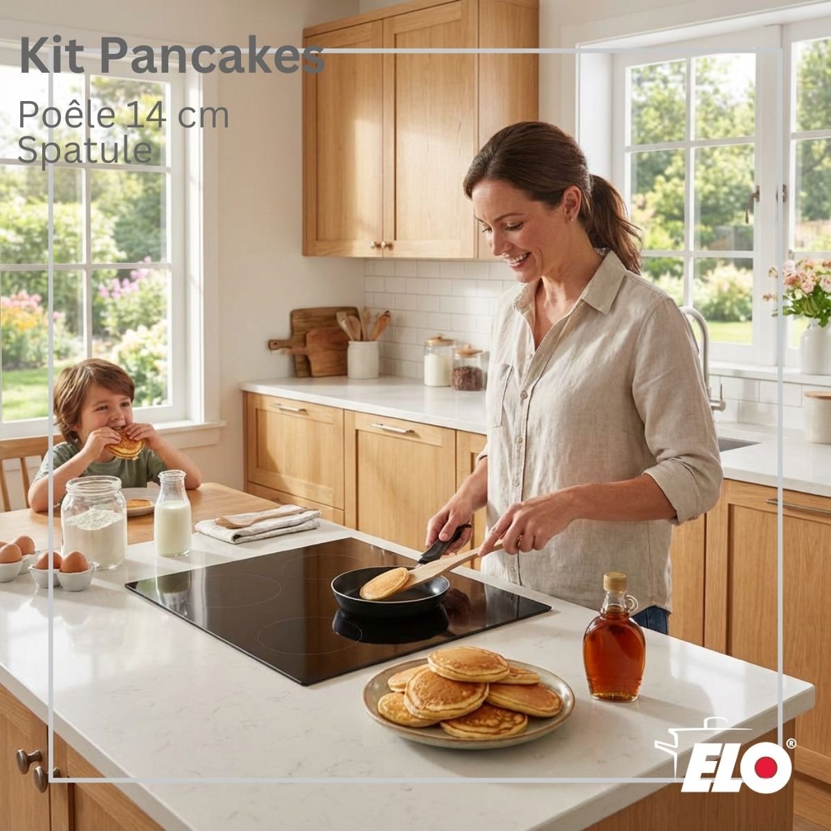 Set mini crêpière 14 cm et spatule JEWEL DE LUXE noir, ELO
