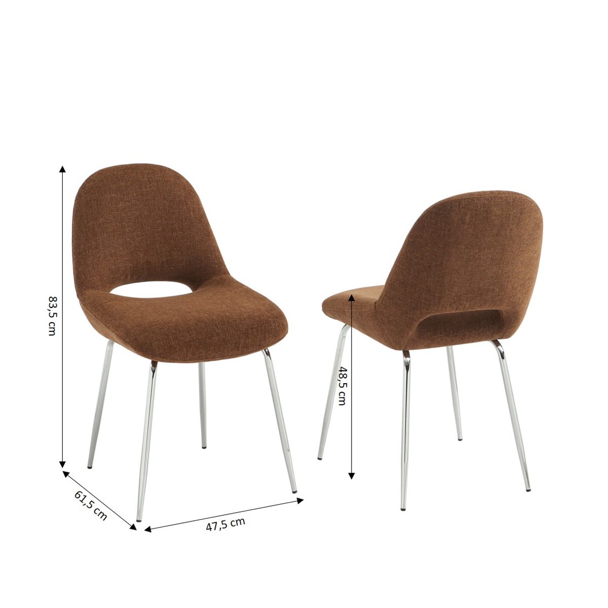Chaise en tissu et acier (lot de 2)  DOON marron, SORELH