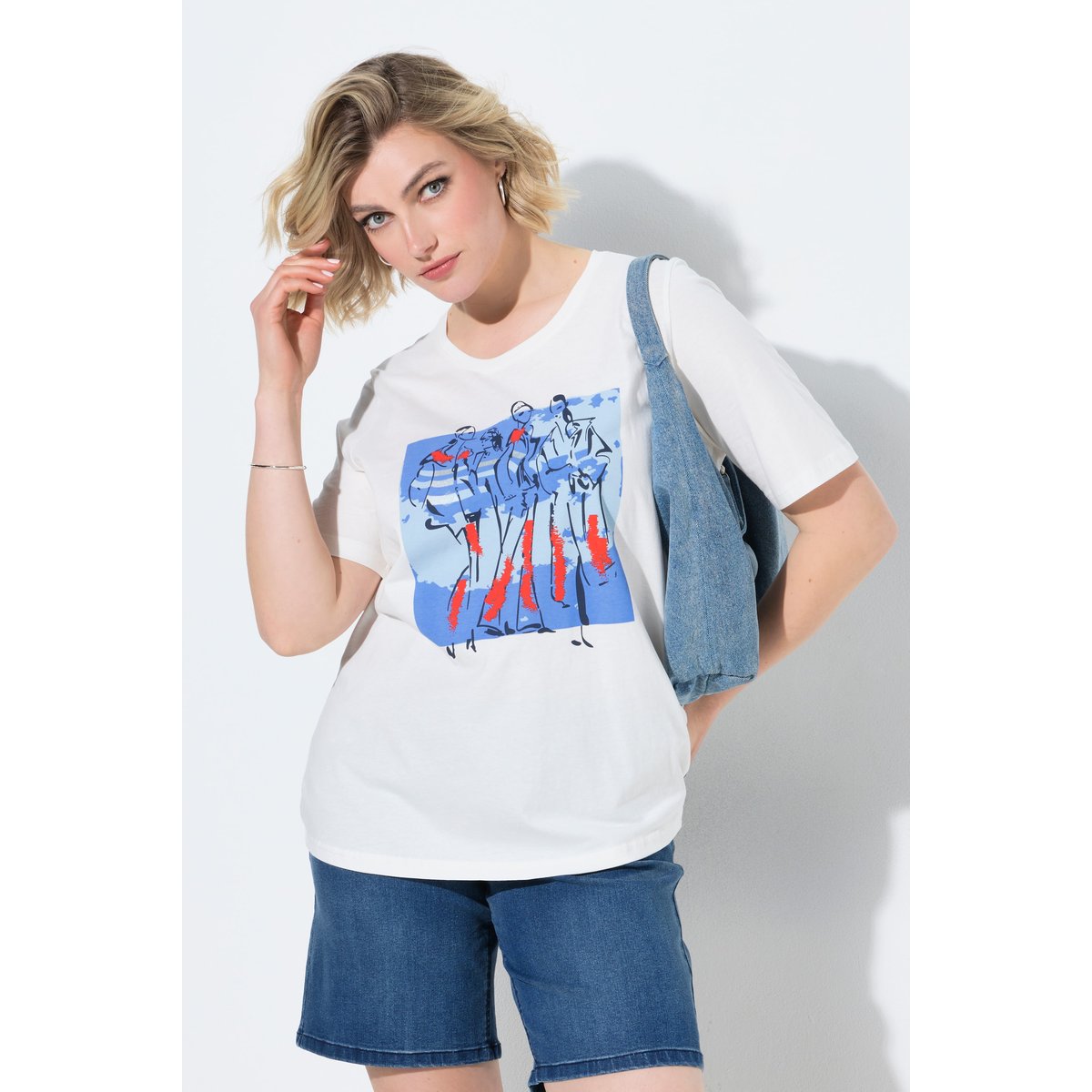 T-shirt imprimé mannequins blanc cassé, ULLA POPKEN