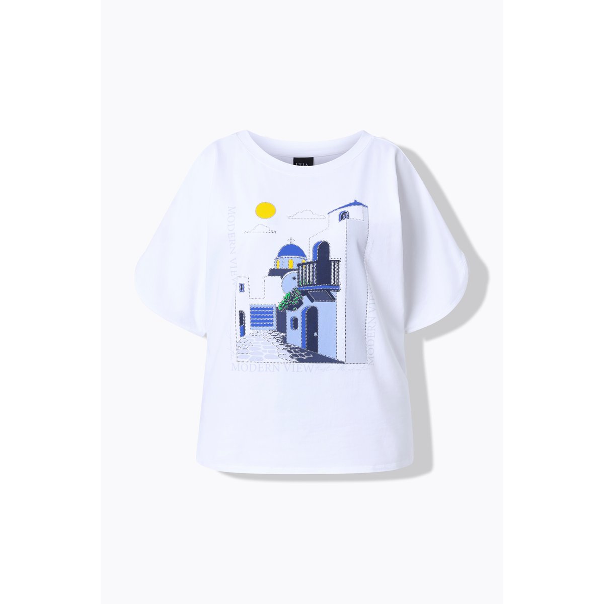 T-shirt oversize, imprimé Santorin blanc cassé, ULLA POPKEN