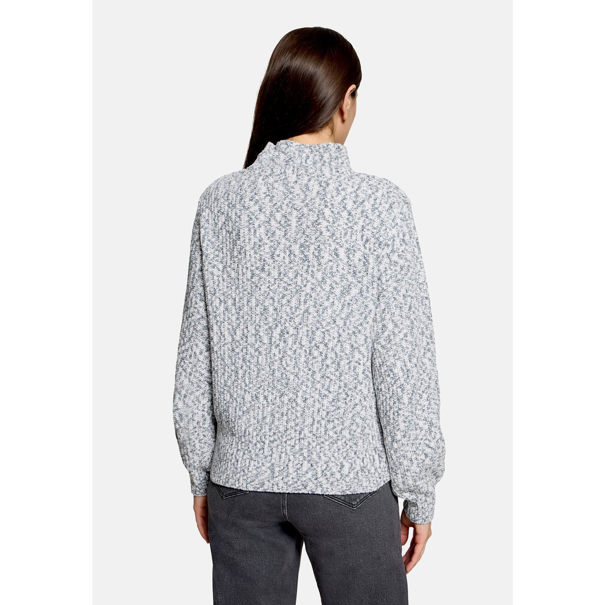 Pull-over en maille à col droit noir/blanc, BETTY & CO