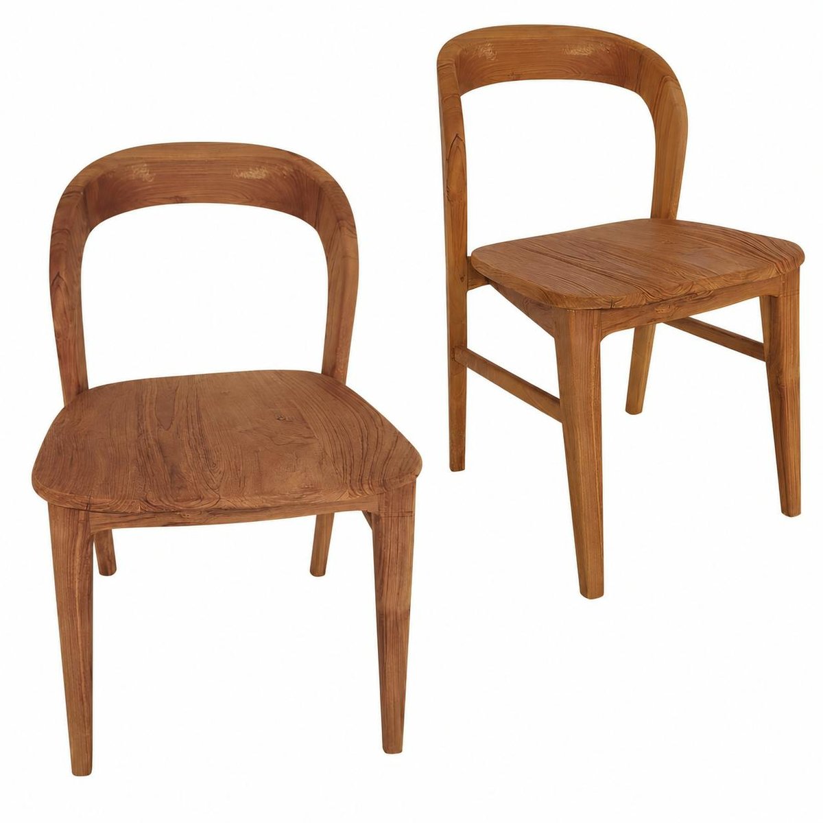Chaise en teck massif à dossier arrondi (lot de 2) DEPOK bois naturel, PIER IMPORT