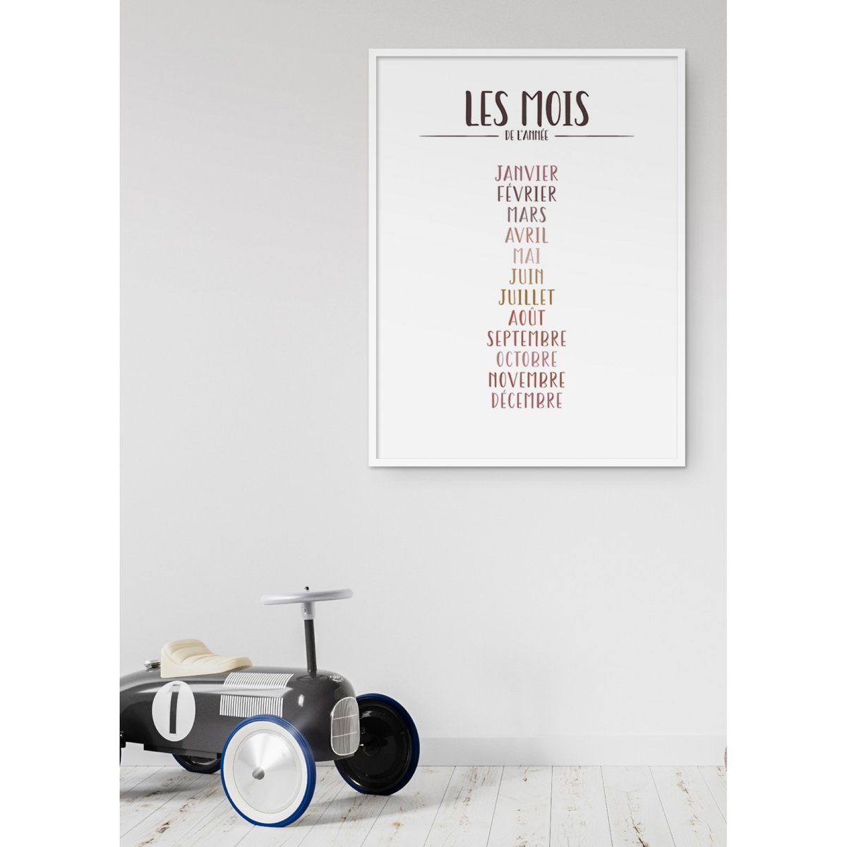 Affiche Les mois de l'année blanc, L'AFFICHERIE