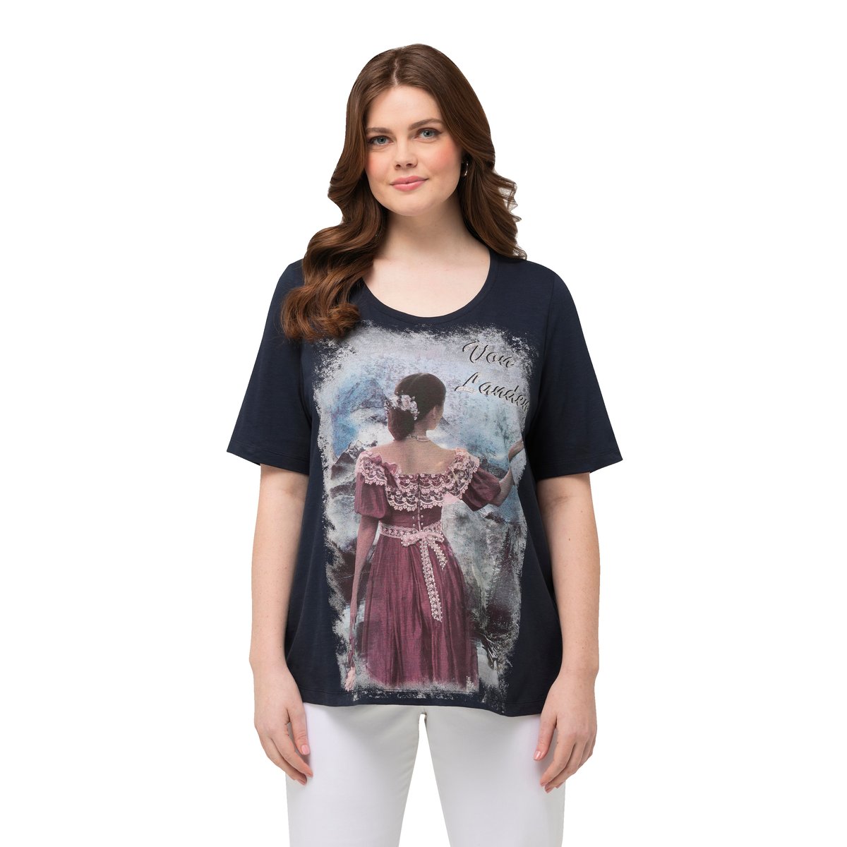 T-shirt à motif style tyrolien marine, ULLA POPKEN