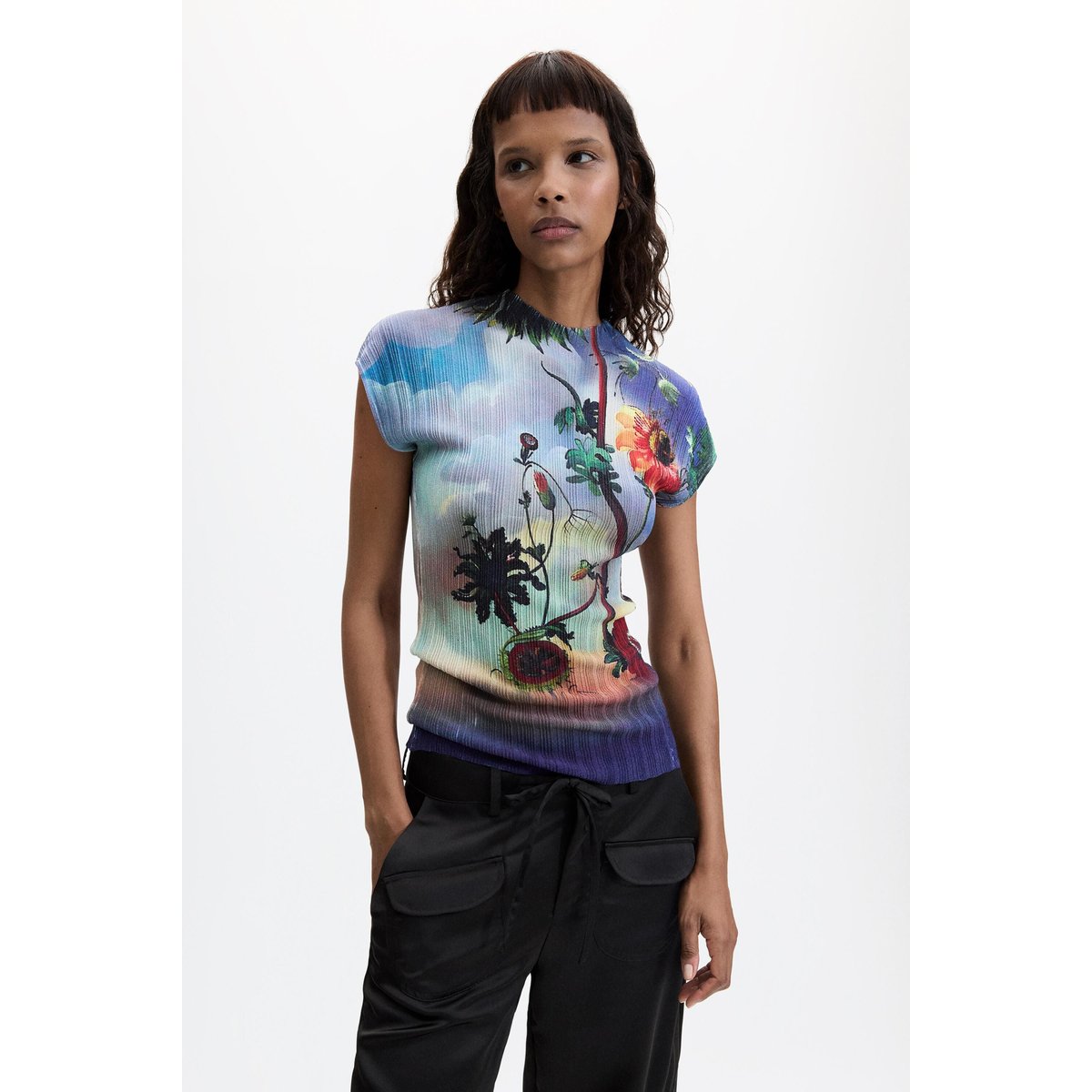 T-shirt imprimé bleu, DESIGUAL