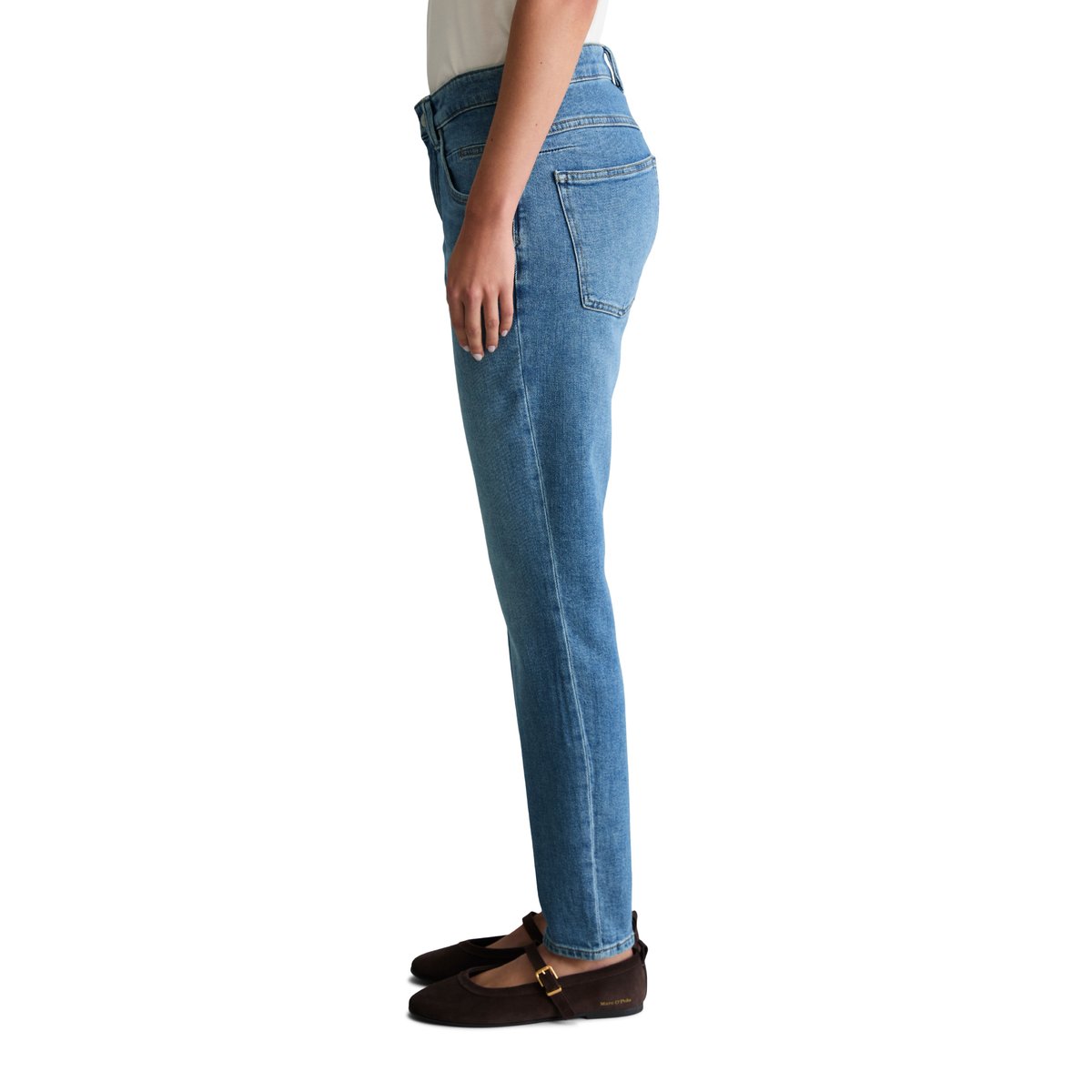 Jeans modèle Freja boyfriend ankle-length en mélange de coton organique et de lyocell bleu, MARC O’POLO DENIM