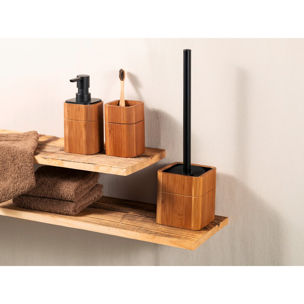 Brosse WC avec support en bambou SERRO marron, WENKO